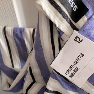 Wide leg high waist linen crop